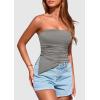 imagePRETTYGARDEN Womens Tube Top 2025 Summer Trendy Strapless Tops Going Out Outfits Ruched Asymmetrical Bandeau ShirtsGrey