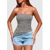 imagePRETTYGARDEN Womens Tube Top 2025 Summer Trendy Strapless Tops Going Out Outfits Ruched Asymmetrical Bandeau ShirtsGrey