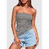 imagePRETTYGARDEN Womens Tube Top 2025 Summer Trendy Strapless Tops Going Out Outfits Ruched Asymmetrical Bandeau ShirtsGrey