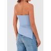 imagePRETTYGARDEN Womens Tube Top 2025 Summer Trendy Strapless Tops Going Out Outfits Ruched Asymmetrical Bandeau ShirtsLight Blue
