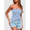 imagePRETTYGARDEN Womens Tube Top 2025 Summer Trendy Strapless Tops Going Out Outfits Ruched Asymmetrical Bandeau ShirtsLight Blue