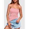 imagePRETTYGARDEN Womens Tube Top 2025 Summer Trendy Strapless Tops Going Out Outfits Ruched Asymmetrical Bandeau ShirtsPink
