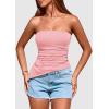imagePRETTYGARDEN Womens Tube Top 2025 Summer Trendy Strapless Tops Going Out Outfits Ruched Asymmetrical Bandeau ShirtsPink
