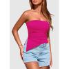 imagePRETTYGARDEN Womens Tube Top 2025 Summer Trendy Strapless Tops Going Out Outfits Ruched Asymmetrical Bandeau ShirtsRose Red