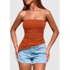 imagePRETTYGARDEN Womens Tube Top 2025 Summer Trendy Strapless Tops Going Out Outfits Ruched Asymmetrical Bandeau ShirtsRust Red