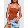 imagePRETTYGARDEN Womens Tube Top 2025 Summer Trendy Strapless Tops Going Out Outfits Ruched Asymmetrical Bandeau ShirtsRust Red