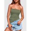 imagePRETTYGARDEN Womens Tube Top 2025 Summer Trendy Strapless Tops Going Out Outfits Ruched Asymmetrical Bandeau ShirtsSage Green