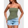 imagePRETTYGARDEN Womens Tube Top 2025 Summer Trendy Strapless Tops Going Out Outfits Ruched Asymmetrical Bandeau ShirtsSage Green