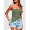 imagePRETTYGARDEN Womens Tube Top 2025 Summer Trendy Strapless Tops Going Out Outfits Ruched Asymmetrical Bandeau ShirtsSage Green