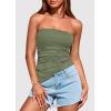 imagePRETTYGARDEN Womens Tube Top 2025 Summer Trendy Strapless Tops Going Out Outfits Ruched Asymmetrical Bandeau ShirtsSage Green
