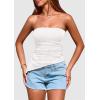 imagePRETTYGARDEN Womens Tube Top 2025 Summer Trendy Strapless Tops Going Out Outfits Ruched Asymmetrical Bandeau ShirtsWhite
