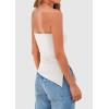 imagePRETTYGARDEN Womens Tube Top 2025 Summer Trendy Strapless Tops Going Out Outfits Ruched Asymmetrical Bandeau ShirtsWhite
