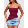 imagePRETTYGARDEN Womens Tube Top 2025 Summer Trendy Strapless Tops Going Out Outfits Ruched Asymmetrical Bandeau ShirtsWine Red
