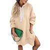 imagePRETTYGARDEN Oversized Sweatshirt for Women 2025 Fall Pullover Casual Long Sleeve Split Hem Hoodie Dress with Kangaroo PocketApricot