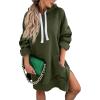 imagePRETTYGARDEN Oversized Sweatshirt for Women 2025 Fall Pullover Casual Long Sleeve Split Hem Hoodie Dress with Kangaroo PocketArmy Green