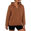 imagePRETTYGARDEN Womens Hoodies Cropped Fleece Sweatshirts 2025 Fall Fashion Quarter Zip Pullover Long Sleeve Tops Winter ClothesBrown