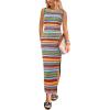 imagePRETTYGARDEN Womens Maxi Tank Spring Dress Sleeveless Crew Neck Striped Side Slit Casual Long Bodycon DressesGreen