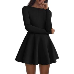 imagePRETTYGARDEN Fall Cocktail Dresses for Women Elegant Classy Wedding Guest 2025 Long Sleeve Homecoming Party A Line Mini DressBlack