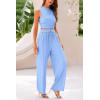 imagePRETTYGARDEN 2 Piece Sets for Women 2025 Summer Sleeveless Tank Ribbed Travel Beach Vacation Spring Lounge Wear OutfitsLight Blue