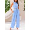 imagePRETTYGARDEN 2 Piece Sets for Women 2025 Summer Sleeveless Tank Ribbed Travel Beach Vacation Spring Lounge Wear OutfitsLight Blue