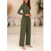 imagePRETTYGARDEN Jumpsuits For Women Dressy Fall Fashion Clothing 2025 Long Sleeve Mock Neck Date Night Rompers Business OutfitsArmy Green