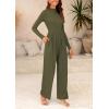 imagePRETTYGARDEN Jumpsuits For Women Dressy Fall Fashion Clothing 2025 Long Sleeve Mock Neck Date Night Rompers Business OutfitsArmy Green