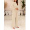 imagePRETTYGARDEN Jumpsuits For Women Dressy Fall Fashion Clothing 2025 Long Sleeve Mock Neck Date Night Rompers Business OutfitsBeige