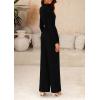 imagePRETTYGARDEN Jumpsuits For Women Dressy Fall Fashion Clothing 2025 Long Sleeve Mock Neck Date Night Rompers Business OutfitsBlack