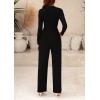imagePRETTYGARDEN Jumpsuits For Women Dressy Fall Fashion Clothing 2025 Long Sleeve Mock Neck Date Night Rompers Business OutfitsBlack