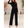 imagePRETTYGARDEN Jumpsuits For Women Dressy Fall Fashion Clothing 2025 Long Sleeve Mock Neck Date Night Rompers Business OutfitsBlack
