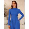 imagePRETTYGARDEN Jumpsuits For Women Dressy Fall Fashion Clothing 2025 Long Sleeve Mock Neck Date Night Rompers Business OutfitsBlue