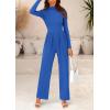 imagePRETTYGARDEN Jumpsuits For Women Dressy Fall Fashion Clothing 2025 Long Sleeve Mock Neck Date Night Rompers Business OutfitsBlue