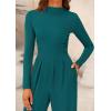 imagePRETTYGARDEN Jumpsuits For Women Dressy Fall Fashion Clothing 2025 Long Sleeve Mock Neck Date Night Rompers Business OutfitsBlue Green