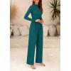 imagePRETTYGARDEN Jumpsuits For Women Dressy Fall Fashion Clothing 2025 Long Sleeve Mock Neck Date Night Rompers Business OutfitsBlue Green