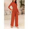 imagePRETTYGARDEN Jumpsuits For Women Dressy Fall Fashion Clothing 2025 Long Sleeve Mock Neck Date Night Rompers Business OutfitsBrick Red