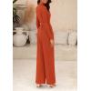imagePRETTYGARDEN Jumpsuits For Women Dressy Fall Fashion Clothing 2025 Long Sleeve Mock Neck Date Night Rompers Business OutfitsBrick Red