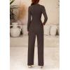 imagePRETTYGARDEN Jumpsuits For Women Dressy Fall Fashion Clothing 2025 Long Sleeve Mock Neck Date Night Rompers Business OutfitsCoffee