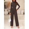imagePRETTYGARDEN Jumpsuits For Women Dressy Fall Fashion Clothing 2025 Long Sleeve Mock Neck Date Night Rompers Business OutfitsCoffee