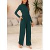 imagePRETTYGARDEN Jumpsuits For Women Dressy Fall Fashion Clothing 2025 Long Sleeve Mock Neck Date Night Rompers Business OutfitsDark Green