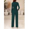 imagePRETTYGARDEN Jumpsuits For Women Dressy Fall Fashion Clothing 2025 Long Sleeve Mock Neck Date Night Rompers Business OutfitsDark Green
