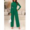 imagePRETTYGARDEN Jumpsuits For Women Dressy Fall Fashion Clothing 2025 Long Sleeve Mock Neck Date Night Rompers Business OutfitsGreen