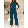 imagePRETTYGARDEN Jumpsuits For Women Dressy Fall Fashion Clothing 2025 Long Sleeve Mock Neck Date Night Rompers Business OutfitsLake Blue