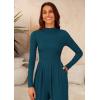 imagePRETTYGARDEN Jumpsuits For Women Dressy Fall Fashion Clothing 2025 Long Sleeve Mock Neck Date Night Rompers Business OutfitsLake Blue