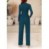 imagePRETTYGARDEN Jumpsuits For Women Dressy Fall Fashion Clothing 2025 Long Sleeve Mock Neck Date Night Rompers Business OutfitsLake Blue