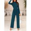 imagePRETTYGARDEN Jumpsuits For Women Dressy Fall Fashion Clothing 2025 Long Sleeve Mock Neck Date Night Rompers Business OutfitsLake Blue