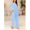 imagePRETTYGARDEN Jumpsuits For Women Dressy Fall Fashion Clothing 2025 Long Sleeve Mock Neck Date Night Rompers Business OutfitsLight Blue