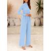 imagePRETTYGARDEN Jumpsuits For Women Dressy Fall Fashion Clothing 2025 Long Sleeve Mock Neck Date Night Rompers Business OutfitsLight Blue