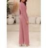 imagePRETTYGARDEN Jumpsuits For Women Dressy Fall Fashion Clothing 2025 Long Sleeve Mock Neck Date Night Rompers Business OutfitsPink