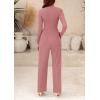 imagePRETTYGARDEN Jumpsuits For Women Dressy Fall Fashion Clothing 2025 Long Sleeve Mock Neck Date Night Rompers Business OutfitsPink