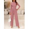 imagePRETTYGARDEN Jumpsuits For Women Dressy Fall Fashion Clothing 2025 Long Sleeve Mock Neck Date Night Rompers Business OutfitsPink